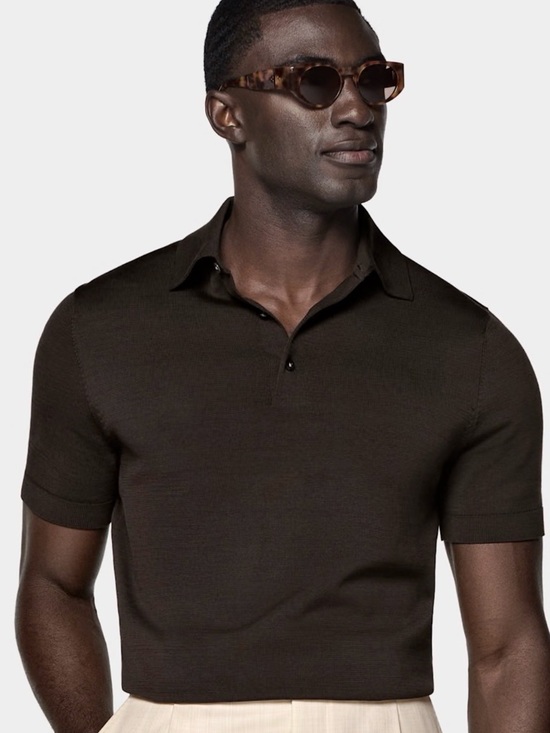 Suitsupply Other - Suitsupply Dark Brown Short-Sleeve Knit Polo
